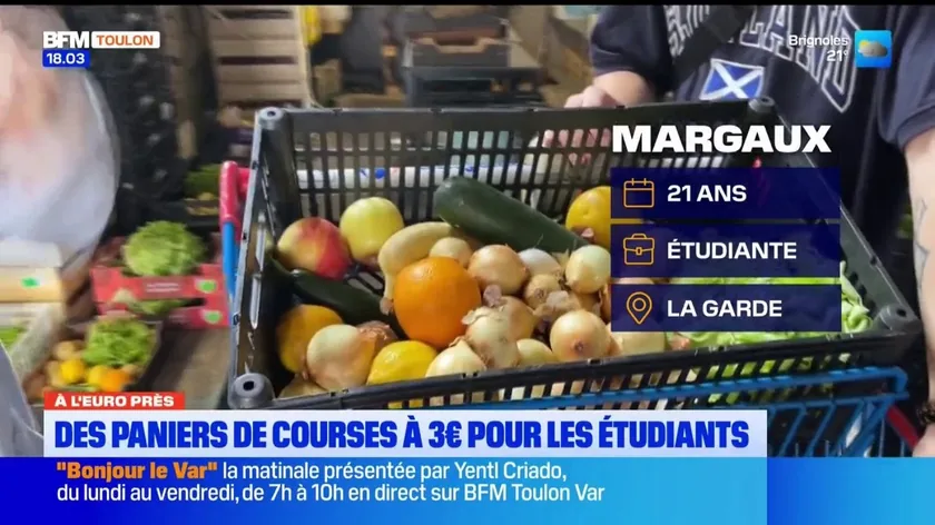 Reportage de BFM Var consacré aux paniers à 3 euros de l’Épicerie Étudiants à La Garde